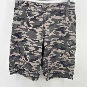 I Jeans Buffalo Mens Grey Camouflage Cargo Shorts Multi Pocket Military Style 32